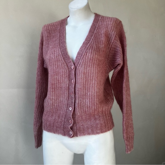 Vintage Sweaters - J.G Hook | Vintage Mohair Button Up Open Knit Sweater